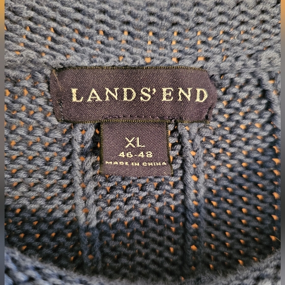 Land's End Cotton Drifter Roll-neck Cable-Knit Sweater (XL) - Picture 3 of 4